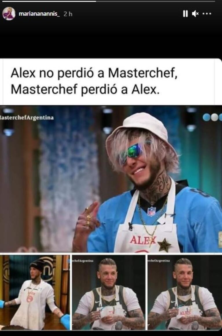 Fuerte reacción de Mariana Nannis tras la salida de Alex Caniggia de MasterChef: "Él no perdió, ellos lo perdieron"