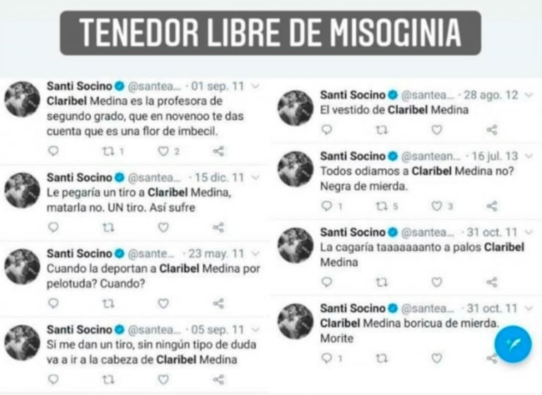 Fuerte respuesta de Claribel Medina al ataque xenófobo del puma Santiago Socino: "Mañana puede ser la muerte"