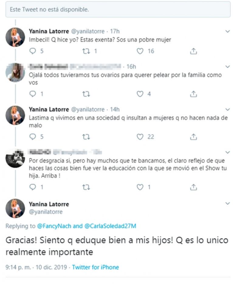 Fuerte respuesta de Yanina Latorre luego de que la llamaran 'cornuda': "¡Imbécil! ¿Qué hice yo?"