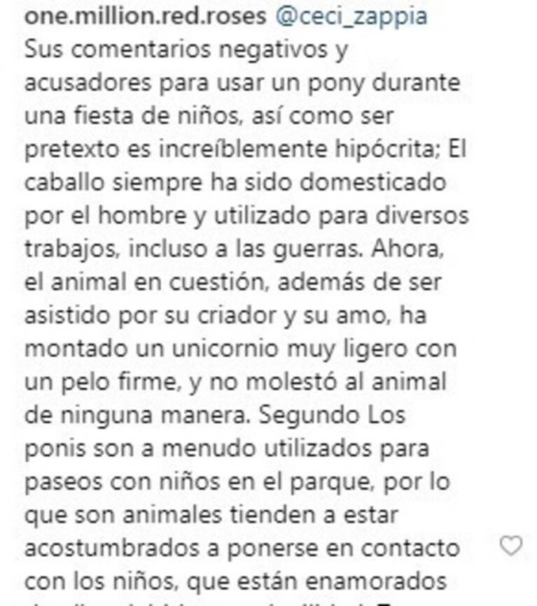 Fuerte respuesta tras las críticas por usar un caballo como "unicornio" en el cumple de la hija de Wanda Nara