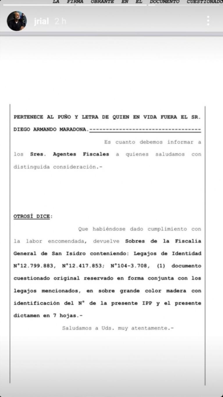 Fuerte revelación de Rial sobre la causa Maradona: "Las pericias caligráficas en varios documentos médicos arrojaron que las firmas eran truchas"
