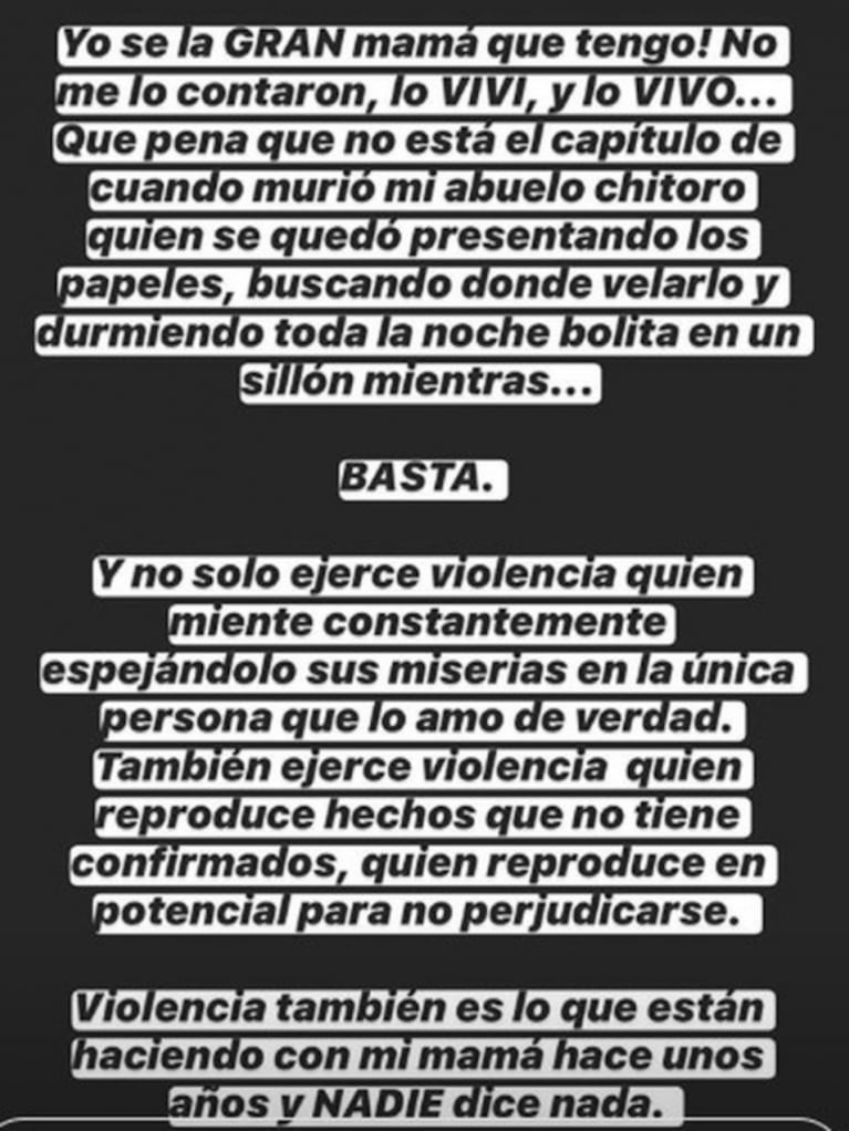 Fuerte texto de Gianinna Maradona contra Diego con un dato revelador sobre la muerte de su abuelo