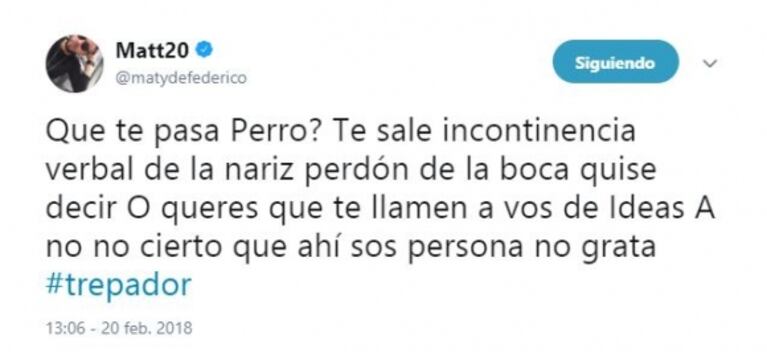 Fuerte tweet de Defederico ¿dedicado a Iúdica tras las críticas en TV?: "Querés que te llamen a vos de Ideas… Ah no, cierto que ahí sos persona no grata"