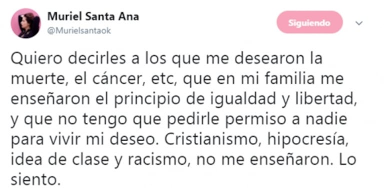 Fuerte tweet de Muriel Santa Ana, tras confesar que abortó a los 24 años porque no quería ser madre: "Les comento que acompañé a varias actrices a abortar o a comprar la pastilla del día después"