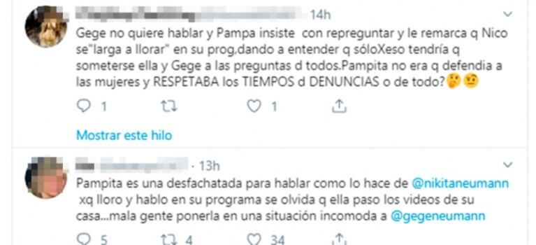 Fuertes "me gusta" de Nicole Neumann contra Pampita tras su defensa de Cubero: "Es una desfachatada"