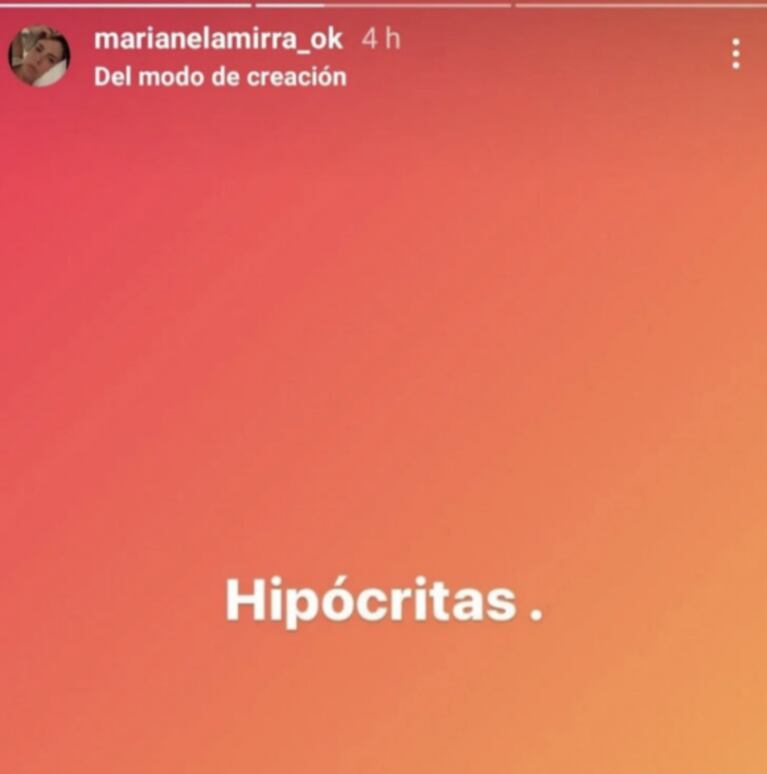 Fuertes mensajes de Marianela Mirra por el escándalo de Flor Peña: "Hipócritas"