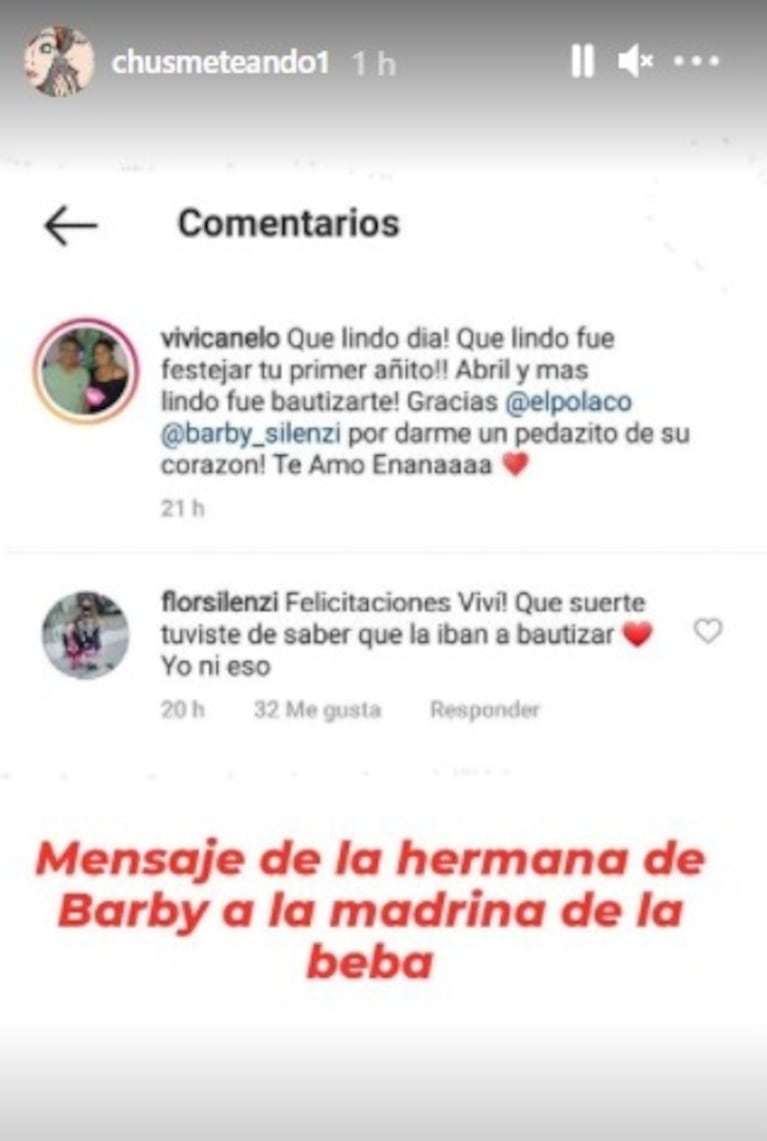 Fuertes posteos de la hermana de Barby Silenzi por no haber sido invitada al cumpleaños de Abril: "Ni sabía que la iban a bautizar"