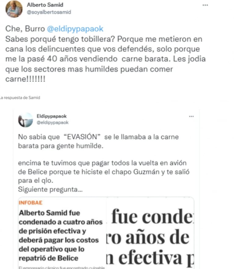 Fuertísimo cruce de El Dipy y Alberto Samid en Twitter: "Lo arreglamos a los guantes o a los tiros"