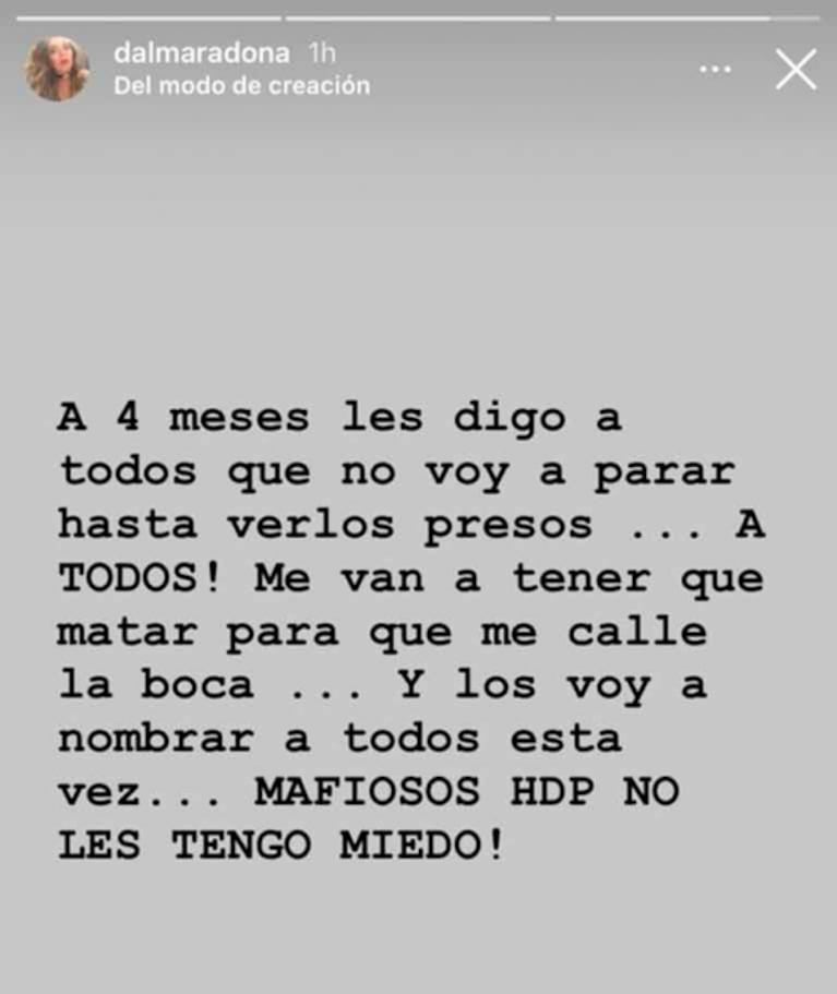 Fuertísimo posteo de Dalma y Gianinna Maradona tras los polémicos chats de Luque con Stinfale: "Nos van a tener que matar para callarnos"