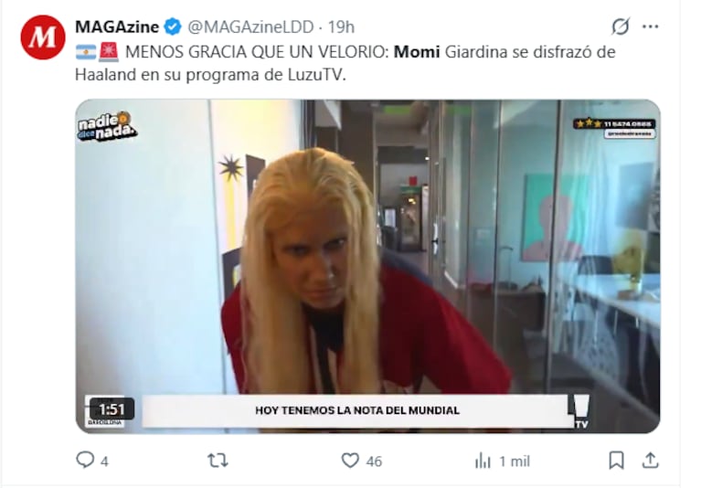 Funaron a Momi Giardina por burlarse de Erling Haaland.