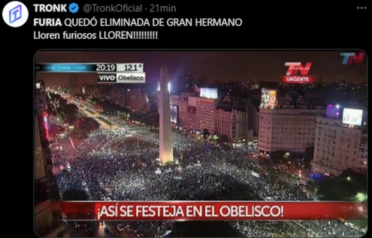 Furia fue eliminada de Gran Hermano 2023 y en X (Twitter) estallaron los memes.