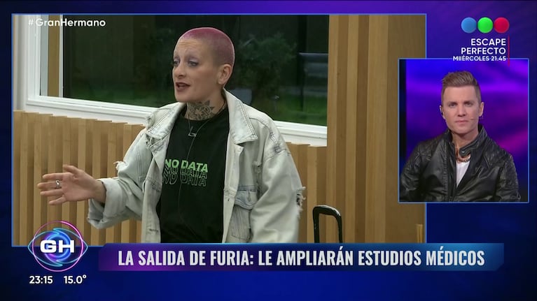 Furia les comunicó a sus compañeros que iba a abandonar la casa de Gran Hermano para hacerse análisis médicos. Foto: Captura (Telefe)