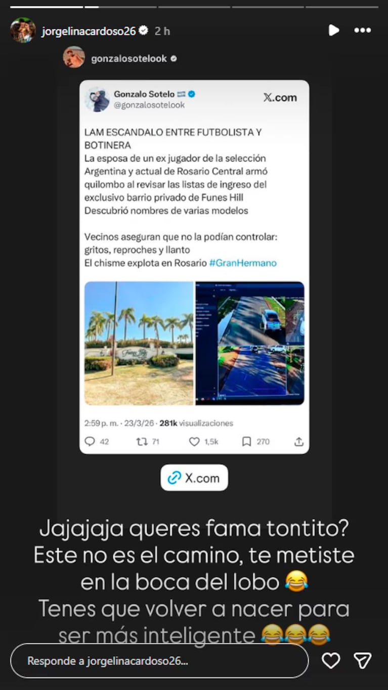 Furia total de Ángel Di María y Jorgelina Cardoso contra un periodista (captura de Instagram)