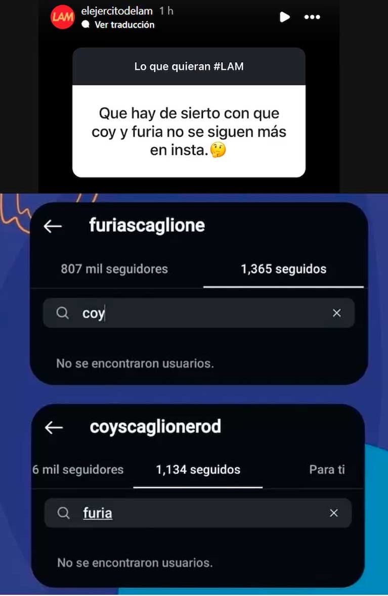 Furia y Coy ya no se siguen en las redes (Foto: Instagram)