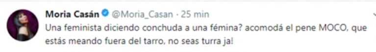 Furiosa catarata de tweets de Moria Casán contra Julia Mengolini: "Si tanto le gusta la política, cito a Claire Underwood; 'no me gustan las mujeres que se acuestan con sus jefes'"