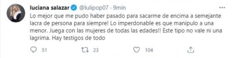 Furiosa reacción de Luciana Salazar tras la foto de Redrado junto a una misteriosa mujer: "Lacra de persona, no vale ni una lágrima"