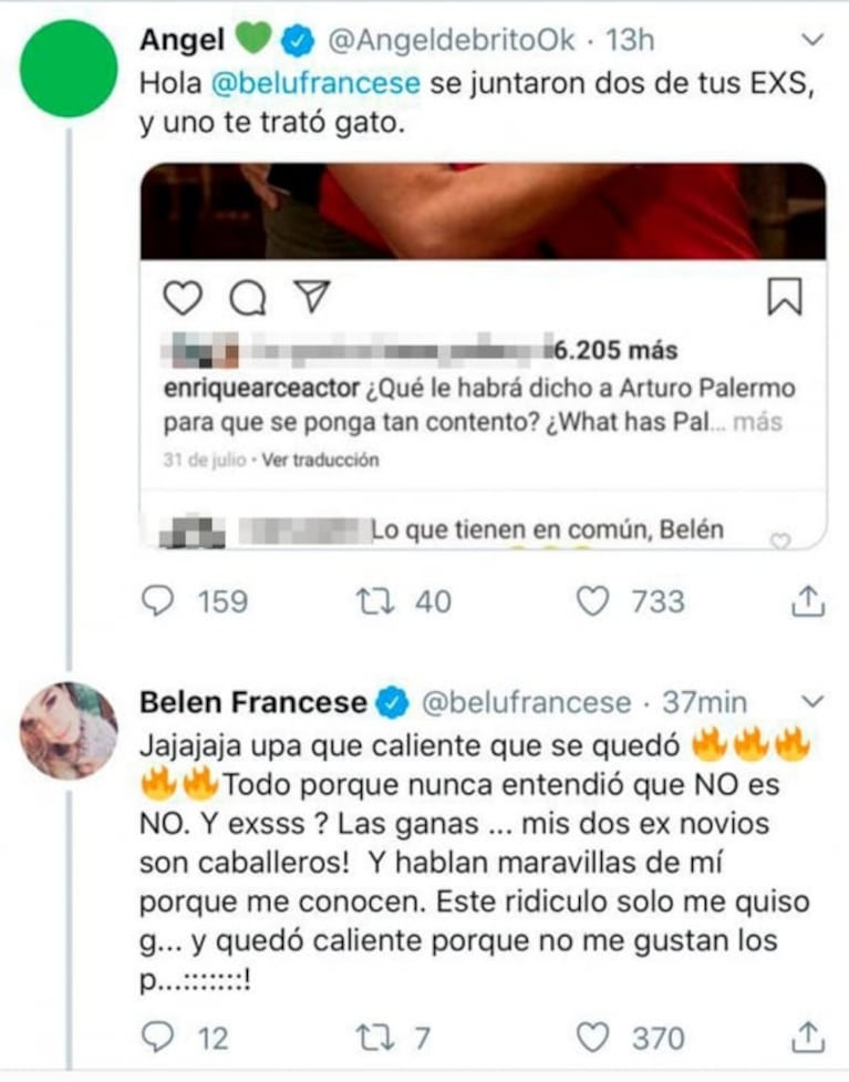 Furiosa respuesta de Belén Francese tras el comentario misógino de Enrique Arce: "Qué caliente se quedó"