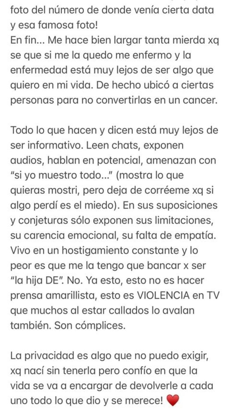 Furioso descargo de Gianinna Maradona contra Luis Ventura: "Mi viejo te odiaba con cada célula de su cuerpo"