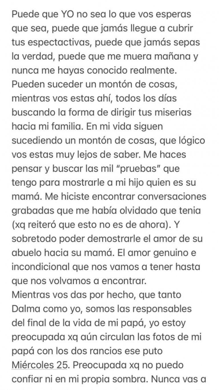 Furioso descargo de Gianinna Maradona contra Luis Ventura: "Mi viejo te odiaba con cada célula de su cuerpo"