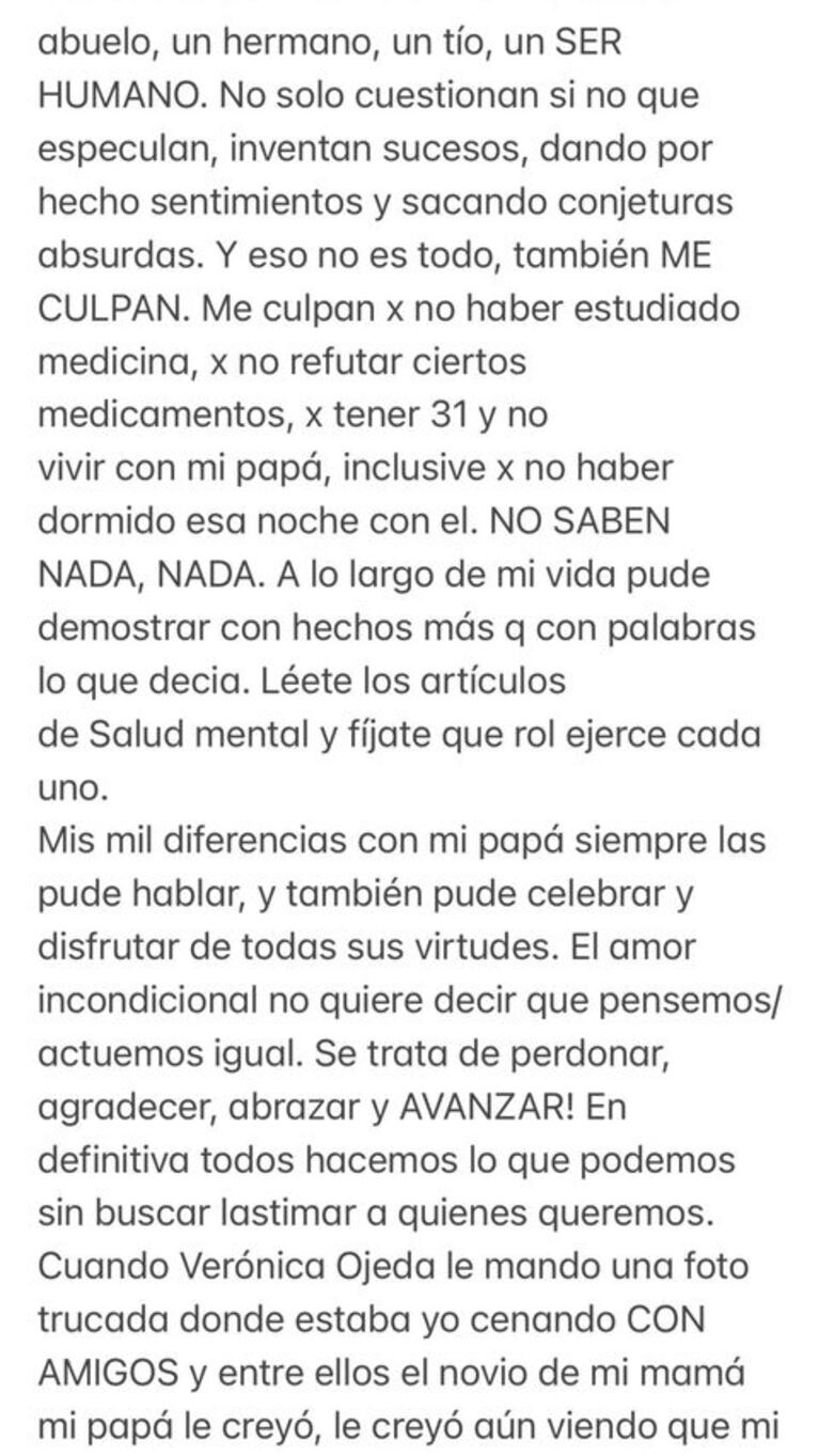 Furioso descargo de Gianinna Maradona contra Luis Ventura: "Mi viejo te odiaba con cada célula de su cuerpo"