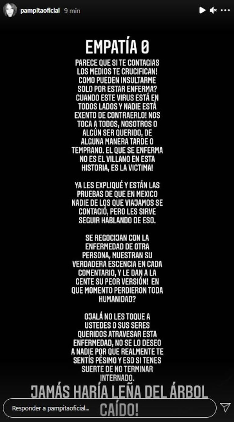 Furioso descargo de Pampita ante las críticas a su viaje a México, tras contraer covid: "¡¿Cómo pueden insultarme por estar enferma?!"