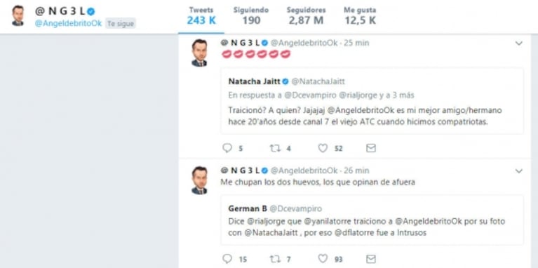 Furioso tweet de Ángel de Brito tras el descargo de Diego Latorre en Intrusos... ¿dedicado a Rial?