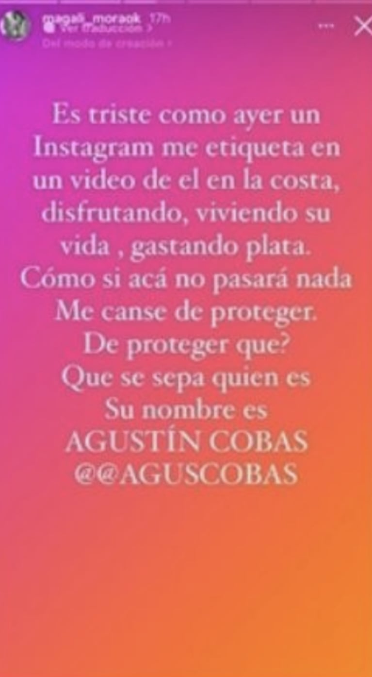 Furiosos posteos de Magalí Mora contra el papá de su bebé en camino: "Ahí tienen al monstruo"