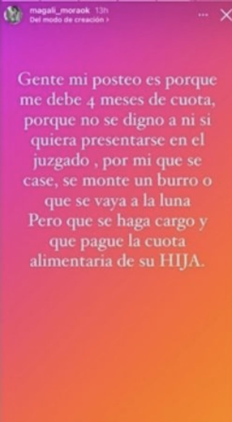 Furiosos posteos de Magalí Mora contra el papá de su bebé en camino: "Ahí tienen al monstruo"