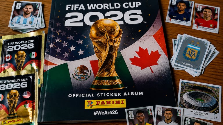 Furor por el álbum oficial del Mundial 2026 en Argentina: cuánto sale y dónde conseguir las figuritas (foto creada con IA)