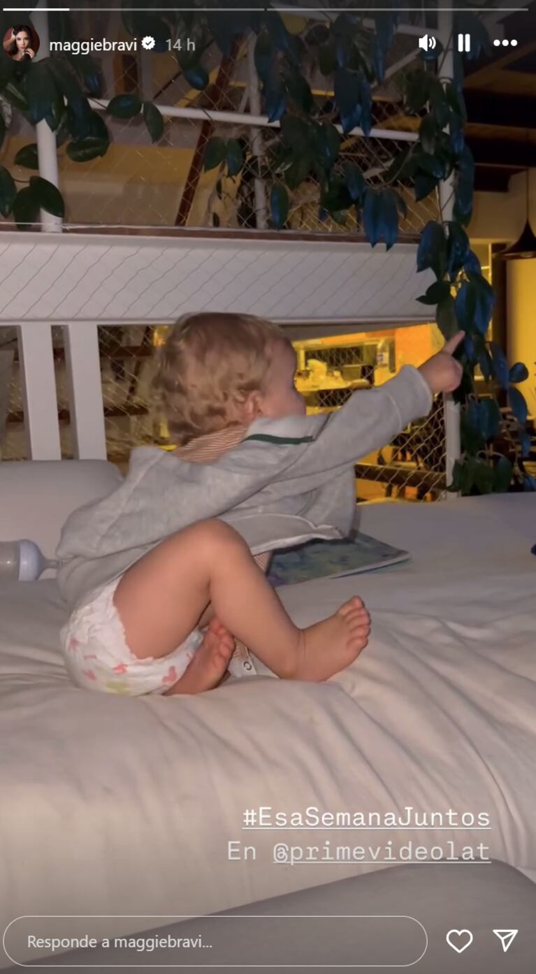 Galileo reaccionó al ver a su mamá en TV. Foto: IG | maggiebravi