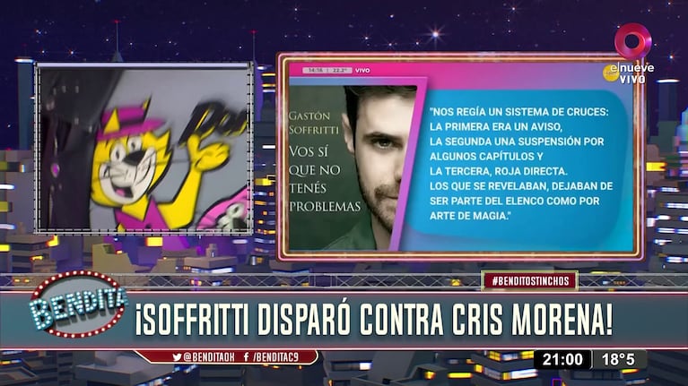 Gastón Soffritti habría apuntado contra Cris Morena en su libro (Foto: captura de El Nueve).