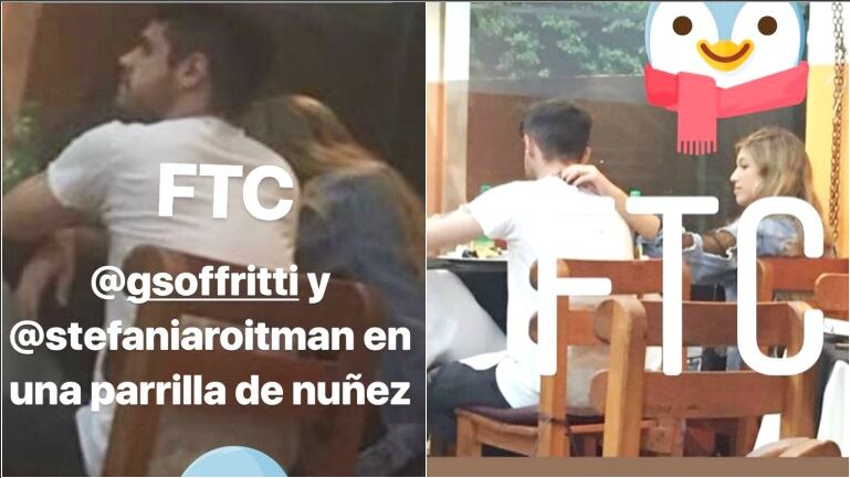 Gastón Soffritti y Stefanía Roitman, juntos en un restaurante (Fotos: Captura de Instagram Stories)