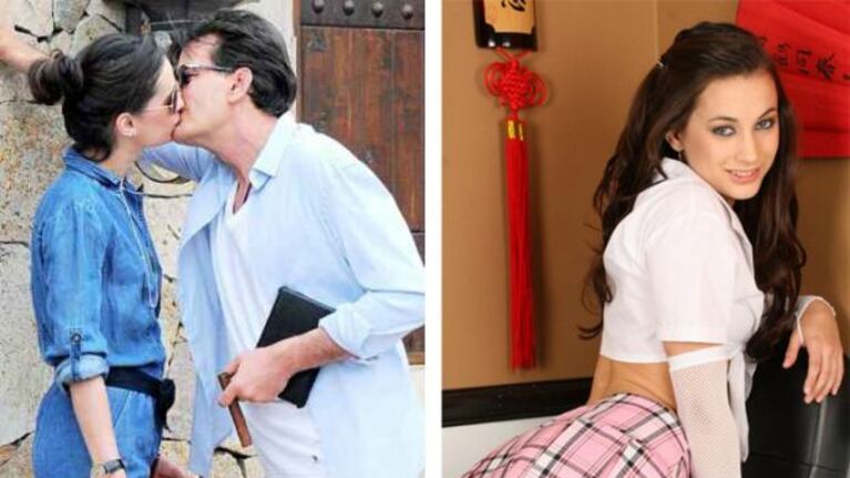 Georgia Jones y Charlie Sheen a los besos. (Foto: revista US Weekly)