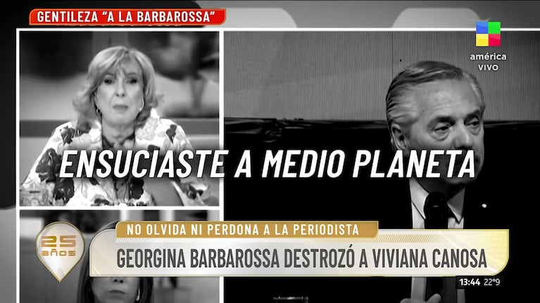 Georgina Barbarossa estalló en su programa contra Viviana Canosa (Foto: captura de Telefé y América).