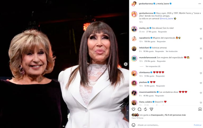 Georgina Barbarossa la empezó a seguir a Moria Casán (Instagram)