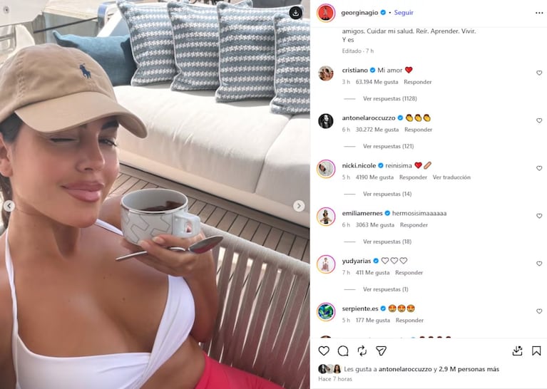 Georgina compartió fotos mostrando su vida, que luego usaron cuando criticaron su cuerpo. Crédito Instagram