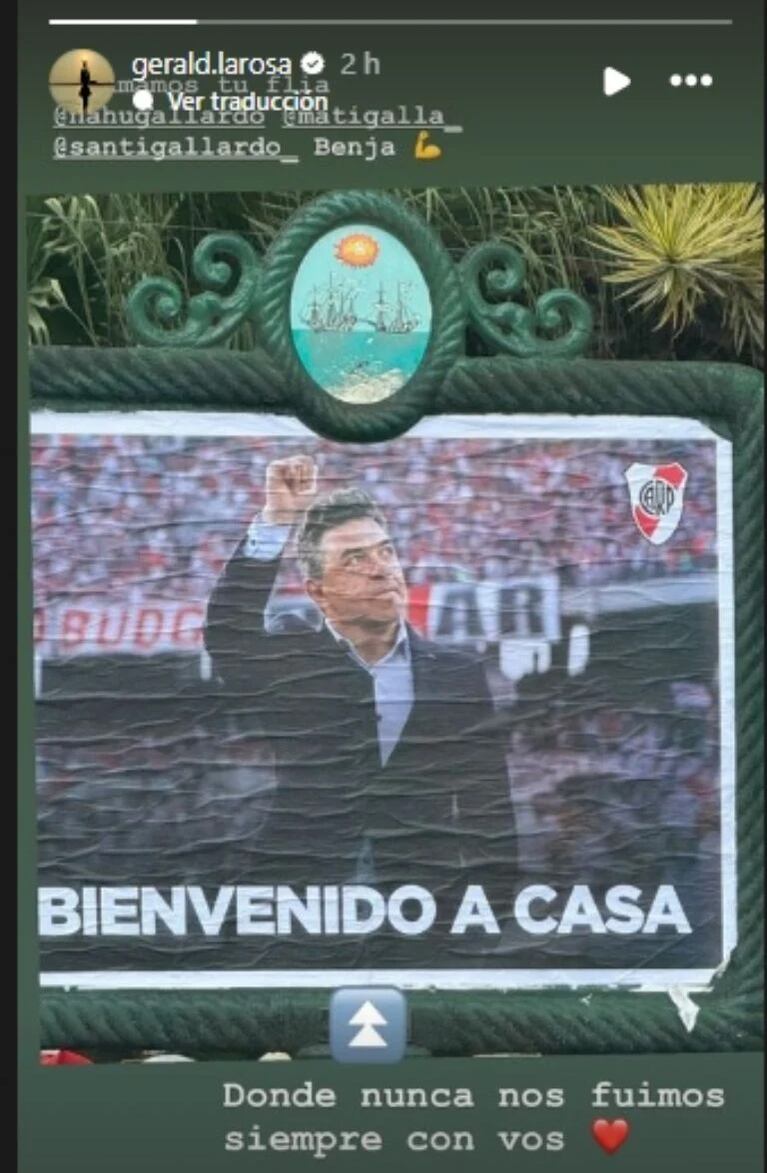 Geraldine La Rosa saludó el regreso del Muñeco a River.