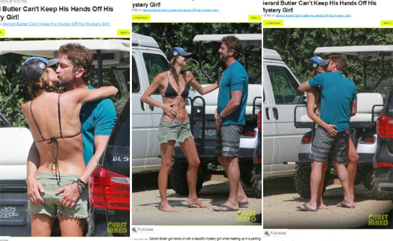 Gerard Butler, muy mimoso con su mujer, en agosto. (Foto: archivo Justjared.com)