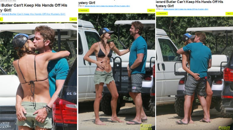 Gerard Butler, muy mimoso con su mujer, en agosto. (Foto: archivo Justjared.com)