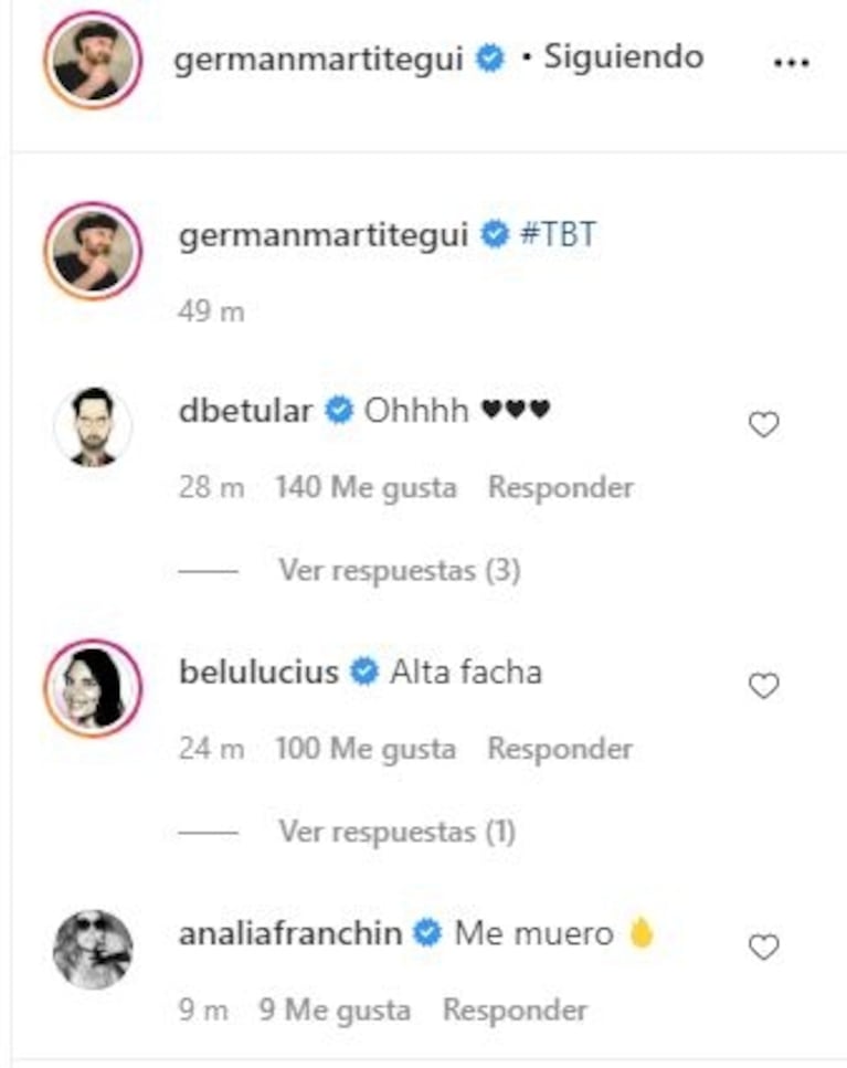 Germán Martitegui compartió una foto de su juventud (¡con pelo!) y le llovieron los piropos: "Alta facha"