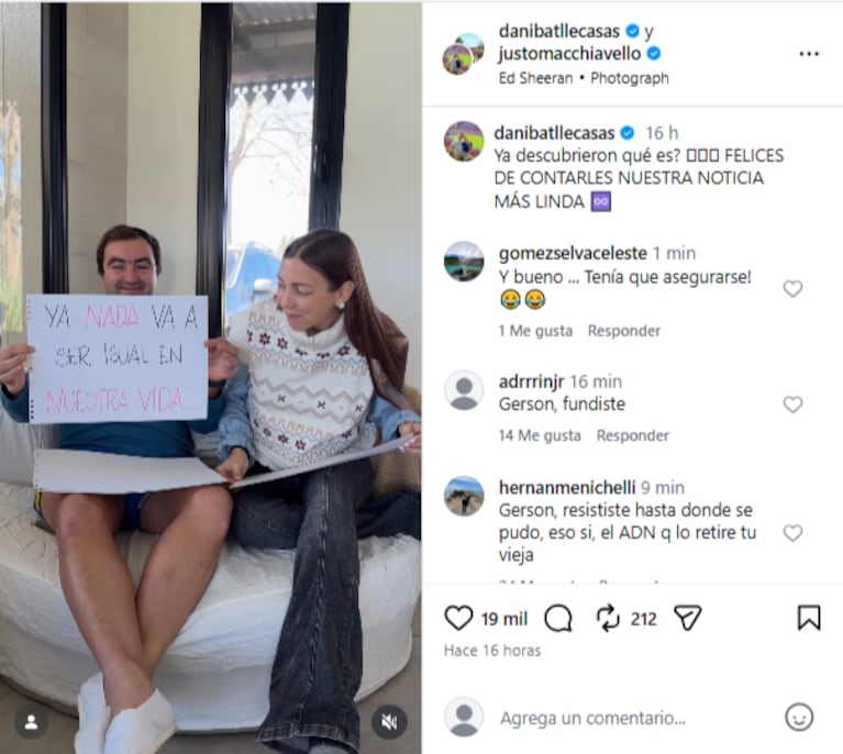 Gerson y Daniela sorprendieron a sus seguidores con el anuncio de su primer embarazo
Fuente: Instagram @danielabatllecasas