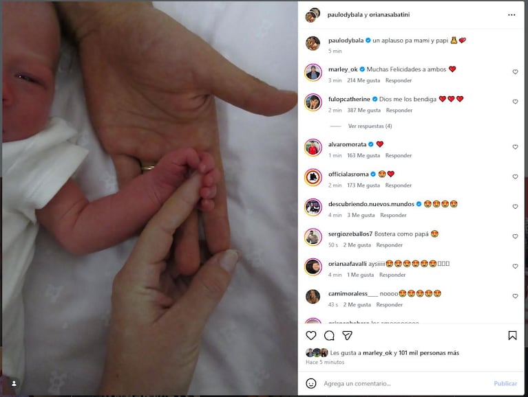 Gía, Oriana Sabatini y Paulo Dybala.