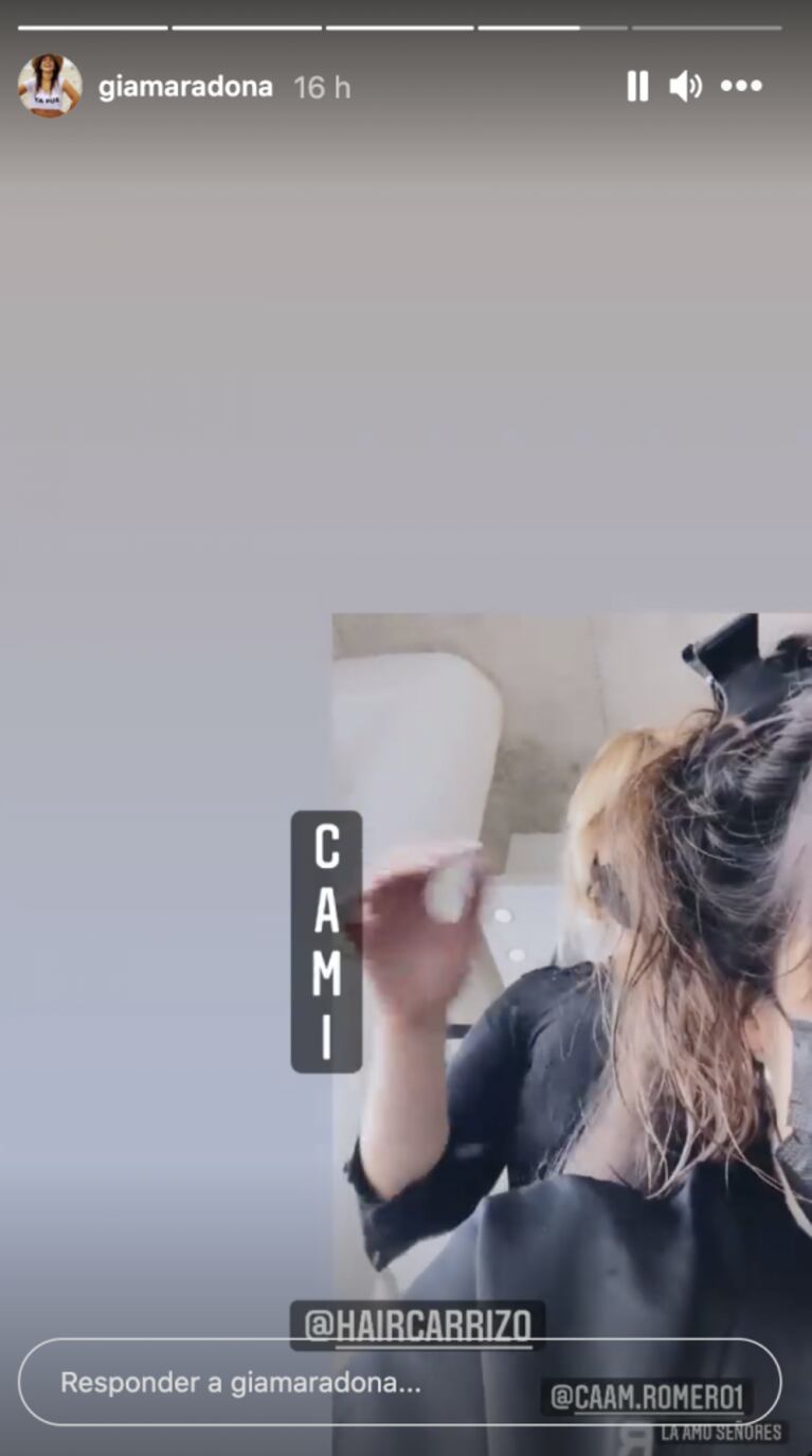 Gianinna Maradona apostó a un cambio de look y se mostró feliz por el resultado: "Obligame a venir siempre"