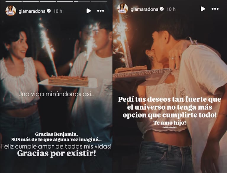 Gianinna Maradona celebró el cumpleaños de Benjamín junto al Kun Agüero y emocionó con su mensaje. Crédito: Arriba Argentinos.