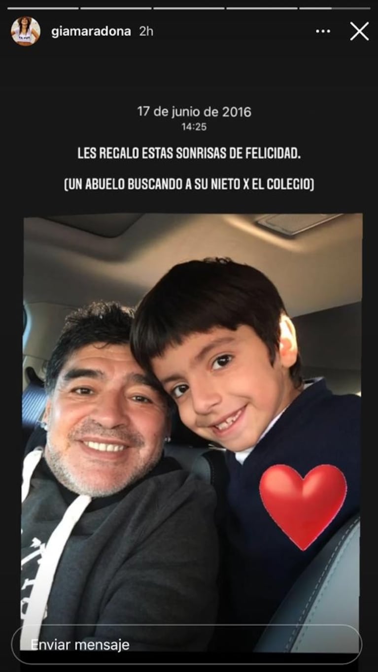 Gianinna Maradona compartió una foto inédita de Diego y Benjamín: "Les regalo estas sonrisas de felicidad"