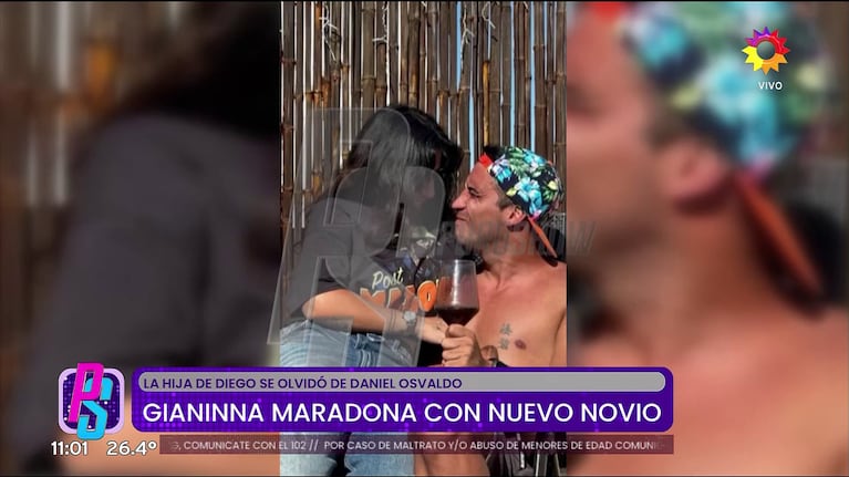 Gianinna Maradona con su nuevo amor (Foto: captura de eltrece).