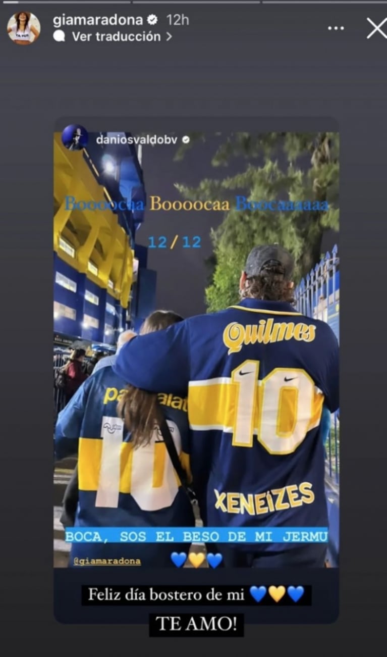 Gianinna Maradona confirmó su reconciliación con Daniel Osvaldo con una fuerte declaración de amor