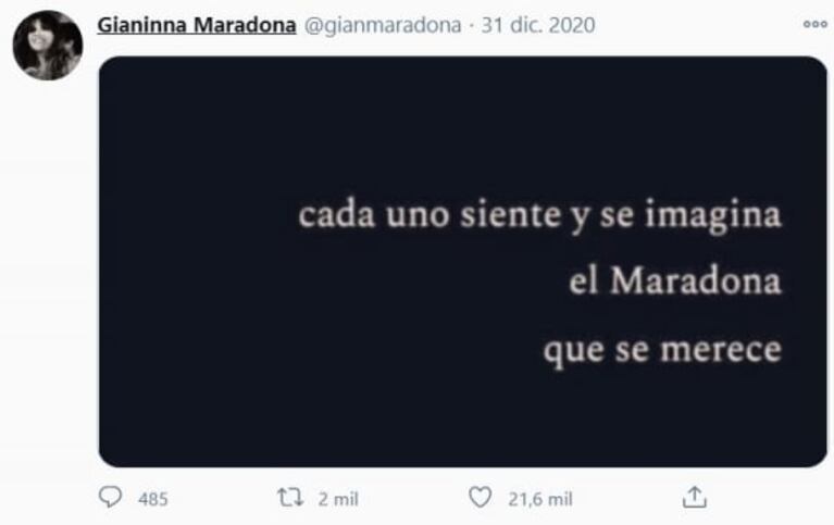 Gianinna Maradona despidió el 2020 con un nostálgico balance, tas la muerte de Diego: "Fui muy feliz, hoy hago lo que puedo"