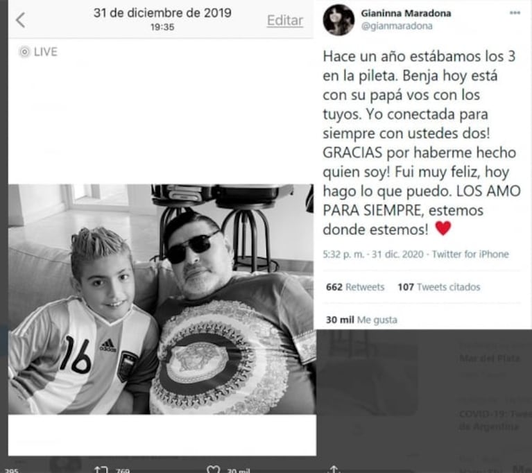 Gianinna Maradona despidió el 2020 con un nostálgico balance, tas la muerte de Diego: "Fui muy feliz, hoy hago lo que puedo"
