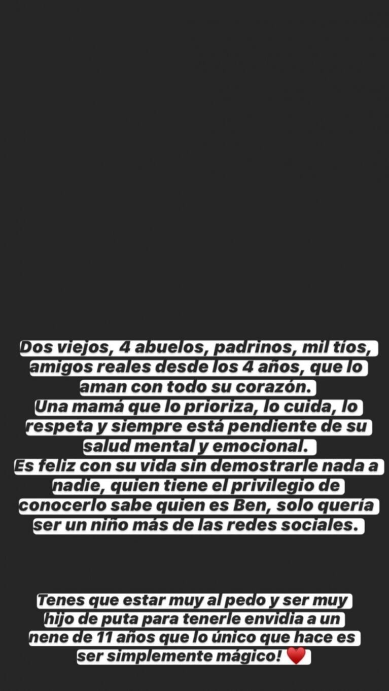 Gianinna Maradona estalló de bronca defendiendo a su hijo: "Tenés que ser muy hijo hijo de pu... para envidiar a un nene de 11 años"